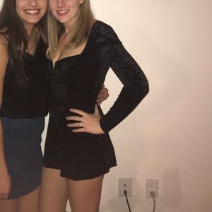 Black velvet urban outfitters romper